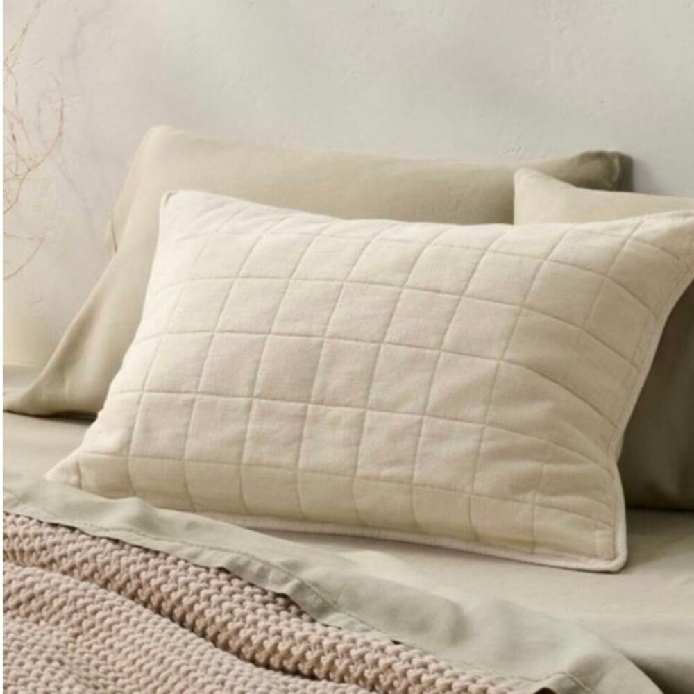 Casaluna only 1 king size Heavyweight LinenBlend Quilt sham Cotton New NWT